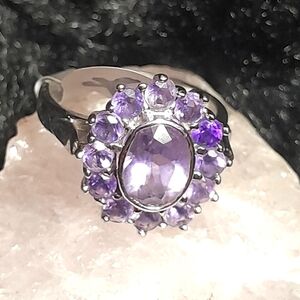 Sterling Silver Genuine Amethyst Ring Size 5